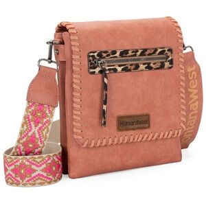 Montana West Coral Crossbody Bag with Leopard Detail